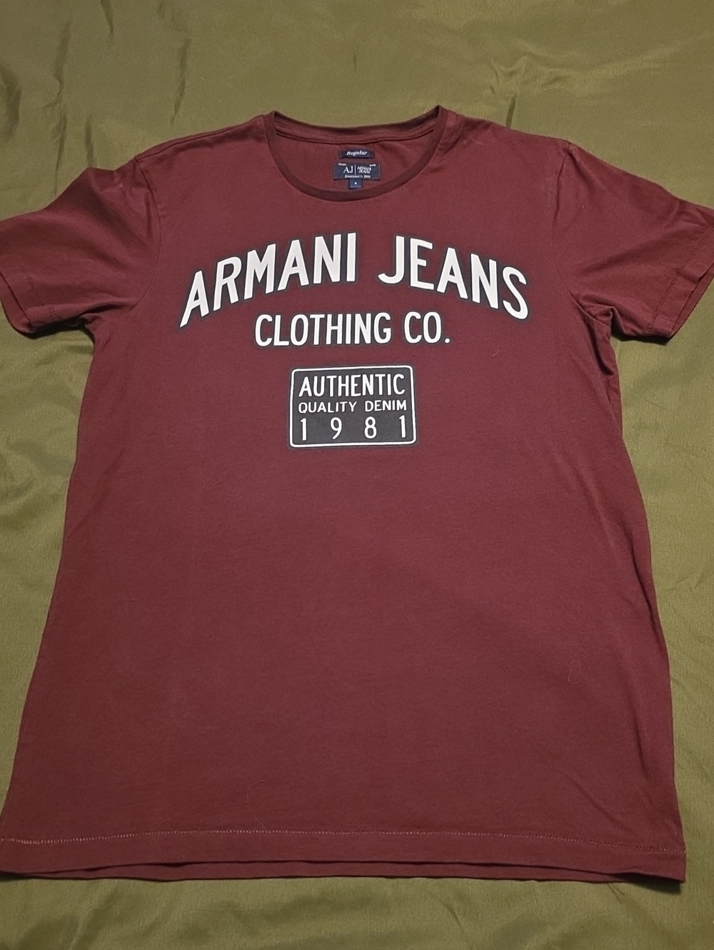 Armani Jeans Women’s Burgundy Logo Short Sleeve Tee